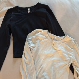 Aritzia Long Sleeve Ribbed Tops - Black and Cream